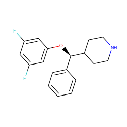 Fc1cc(F)cc(O[C@H](c2ccccc2)C2CCNCC2)c1 ZINC000013530983