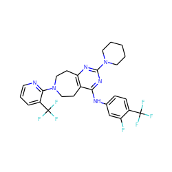 Fc1cc(Nc2nc(N3CCCCC3)nc3c2CCN(c2ncccc2C(F)(F)F)CC3)ccc1C(F)(F)F ZINC000043173946