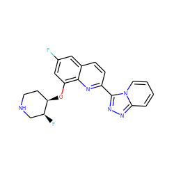 Fc1cc(O[C@@H]2CCNC[C@@H]2F)c2nc(-c3nnc4ccccn34)ccc2c1 ZINC000096175064