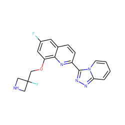 Fc1cc(OCC2(F)CNC2)c2nc(-c3nnc4ccccn34)ccc2c1 ZINC000096175100