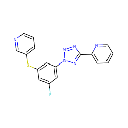 Fc1cc(Sc2cccnc2)cc(-n2nnc(-c3ccccn3)n2)c1 ZINC000028386056