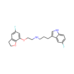 Fc1cc2c(c(OCCNCCCc3c[nH]c4ccc(F)cc34)c1)OCC2 ZINC000013581117