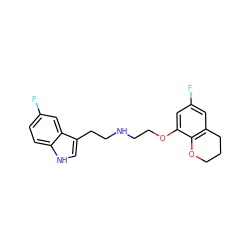 Fc1cc2c(c(OCCNCCc3c[nH]c4ccc(F)cc34)c1)OCCC2 ZINC000013581129