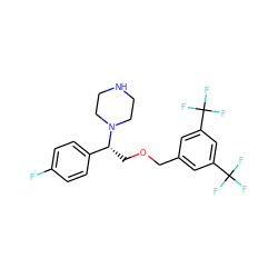 Fc1ccc([C@@H](COCc2cc(C(F)(F)F)cc(C(F)(F)F)c2)N2CCNCC2)cc1 ZINC000022926878