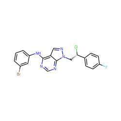 Fc1ccc([C@@H](Cl)Cn2ncc3c(Nc4cccc(Br)c4)ncnc32)cc1 ZINC000096272521