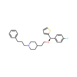 Fc1ccc([C@@H](OCCC2CCN(CCCc3ccccc3)CC2)c2cccs2)cc1 ZINC000013778632