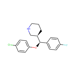 Fc1ccc([C@@H](Oc2ccc(Cl)cc2)[C@@H]2CCCNC2)cc1 ZINC000013530706