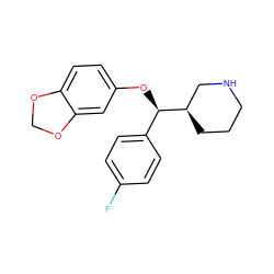 Fc1ccc([C@@H](Oc2ccc3c(c2)OCO3)[C@@H]2CCCNC2)cc1 ZINC000013530775