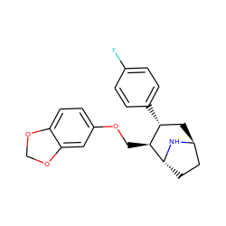 Fc1ccc([C@@H]2C[C@H]3CC[C@@H](N3)[C@H]2COc2ccc3c(c2)OCO3)cc1 ZINC000100801348