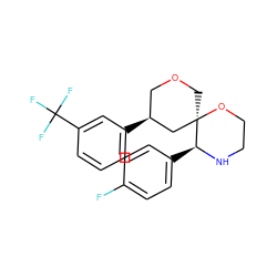 Fc1ccc([C@@H]2NCCO[C@@]23COC[C@H](c2cccc(C(F)(F)F)c2)C3)cc1 ZINC000026503568