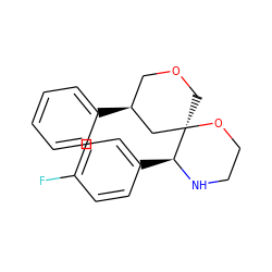 Fc1ccc([C@@H]2NCCO[C@@]23COC[C@H](c2ccccc2)C3)cc1 ZINC000026567105