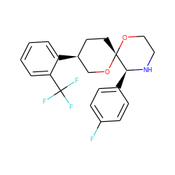 Fc1ccc([C@@H]2NCCO[C@]23CC[C@H](c2ccccc2C(F)(F)F)CO3)cc1 ZINC000013817720