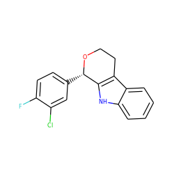 Fc1ccc([C@@H]2OCCc3c2[nH]c2ccccc32)cc1Cl ZINC000209390411