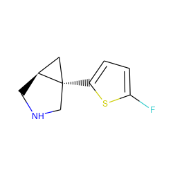 Fc1ccc([C@]23CNC[C@H]2C3)s1 ZINC000040835895