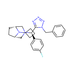 Fc1ccc([C@H](c2nnnn2Cc2ccccc2)N2C[C@@H]3CC[C@H](C2)N3C2CCC2)cc1 ZINC000058468776