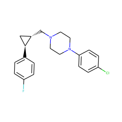 Fc1ccc([C@H]2C[C@@H]2CN2CCN(c3ccc(Cl)cc3)CC2)cc1 ZINC000013814493