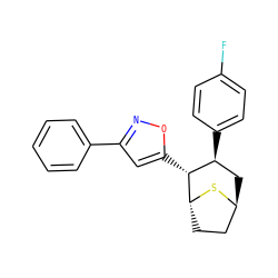 Fc1ccc([C@H]2C[C@H]3CC[C@@H](S3)[C@@H]2c2cc(-c3ccccc3)no2)cc1 ZINC000169335823