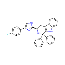 Fc1ccc(-c2c[nH]c([C@H]3Cc4c([nH]c5ccccc45)C(c4ccccc4)(c4ccccc4)N3)n2)cc1 ZINC000095561273