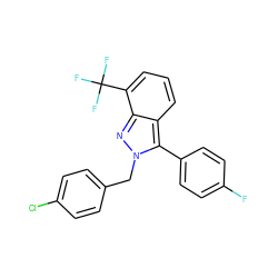 Fc1ccc(-c2c3cccc(C(F)(F)F)c3nn2Cc2ccc(Cl)cc2)cc1 ZINC000040865176