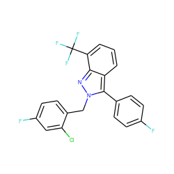 Fc1ccc(-c2c3cccc(C(F)(F)F)c3nn2Cc2ccc(F)cc2Cl)cc1 ZINC000040379749