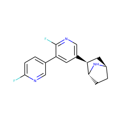 Fc1ccc(-c2cc([C@H]3C[C@H]4CC[C@H]3N4)cnc2F)cn1 ZINC000103249599