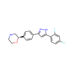 Fc1ccc(-c2cc(-c3ccc([C@@H]4CNCCO4)cc3)n[nH]2)c(F)c1 ZINC000205114563