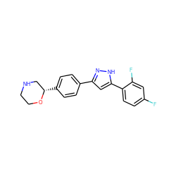 Fc1ccc(-c2cc(-c3ccc([C@H]4CNCCO4)cc3)n[nH]2)c(F)c1 ZINC000205114549