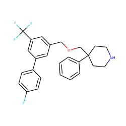 Fc1ccc(-c2cc(COCC3(c4ccccc4)CCNCC3)cc(C(F)(F)F)c2)cc1 ZINC000144205301