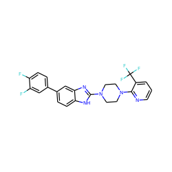 Fc1ccc(-c2ccc3[nH]c(N4CCN(c5ncccc5C(F)(F)F)CC4)nc3c2)cc1F ZINC000038157656