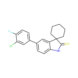 Fc1ccc(-c2ccc3c(c2)C2(CCCCC2)C(=S)N3)cc1Cl ZINC000013488901