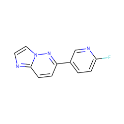 Fc1ccc(-c2ccc3nccn3n2)cn1 ZINC000063539357