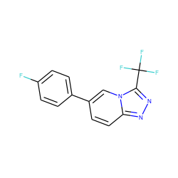 Fc1ccc(-c2ccc3nnc(C(F)(F)F)n3c2)cc1 ZINC000653825889