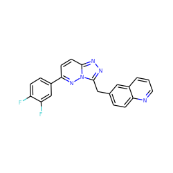 Fc1ccc(-c2ccc3nnc(Cc4ccc5ncccc5c4)n3n2)cc1F ZINC000096284607