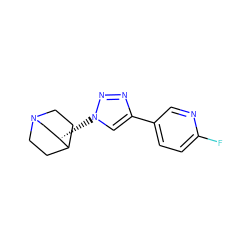 Fc1ccc(-c2cn([C@H]3CN4CCC3CC4)nn2)cn1 ZINC000205602762