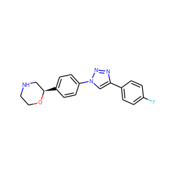 Fc1ccc(-c2cn(-c3ccc([C@@H]4CNCCO4)cc3)nn2)cc1 ZINC000205122415