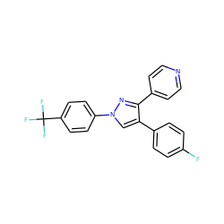 Fc1ccc(-c2cn(-c3ccc(C(F)(F)F)cc3)nc2-c2ccncc2)cc1 ZINC000084614935