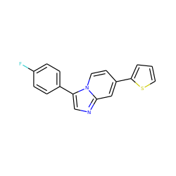 Fc1ccc(-c2cnc3cc(-c4cccs4)ccn23)cc1 ZINC000299865807