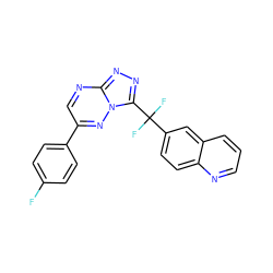 Fc1ccc(-c2cnc3nnc(C(F)(F)c4ccc5ncccc5c4)n3n2)cc1 ZINC000584905332