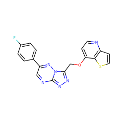 Fc1ccc(-c2cnc3nnc(COc4ccnc5ccsc45)n3n2)cc1 ZINC000095552339