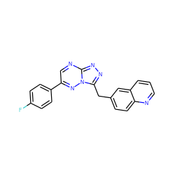 Fc1ccc(-c2cnc3nnc(Cc4ccc5ncccc5c4)n3n2)cc1 ZINC000095555509