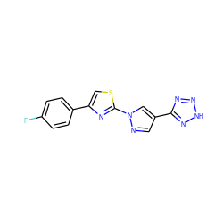 Fc1ccc(-c2csc(-n3cc(-c4nn[nH]n4)cn3)n2)cc1 ZINC000473135821