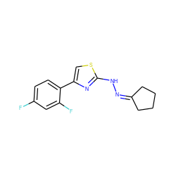 Fc1ccc(-c2csc(NN=C3CCCC3)n2)c(F)c1 ZINC000064394246