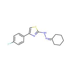 Fc1ccc(-c2csc(NN=C3CCCCC3)n2)cc1 ZINC000054362885