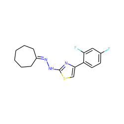 Fc1ccc(-c2csc(NN=C3CCCCCC3)n2)c(F)c1 ZINC000064380883