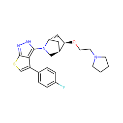 Fc1ccc(-c2csc3n[nH]c(N4C[C@H]5C[C@H]4C[C@H]5OCCN4CCCC4)c23)cc1 ZINC000653633715