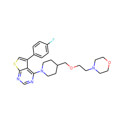 Fc1ccc(-c2csc3ncnc(N4CCC(COCCN5CCOCC5)CC4)c23)cc1 ZINC000146411293