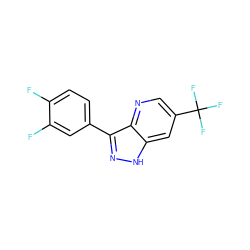 Fc1ccc(-c2n[nH]c3cc(C(F)(F)F)cnc23)cc1F ZINC001772638318