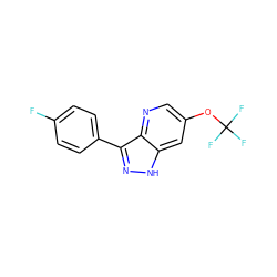 Fc1ccc(-c2n[nH]c3cc(OC(F)(F)F)cnc23)cc1 ZINC001772632043