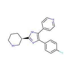 Fc1ccc(-c2nc([C@@H]3CCCNC3)[nH]c2-c2ccncc2)cc1 ZINC000004617902