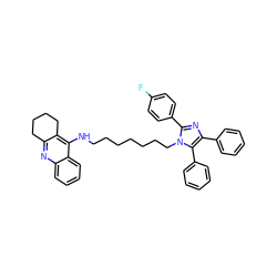 Fc1ccc(-c2nc(-c3ccccc3)c(-c3ccccc3)n2CCCCCCCNc2c3c(nc4ccccc24)CCCC3)cc1 ZINC000095587553